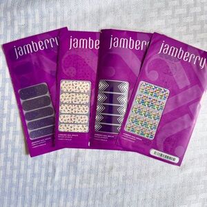 Jamberry Nail Wraps Bundle – 4 Sheets | Glitter, Floral, Prism, NWT